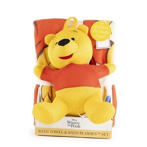 Winnie the Pooh Kids Towel and Plush Set - Red and Yellow